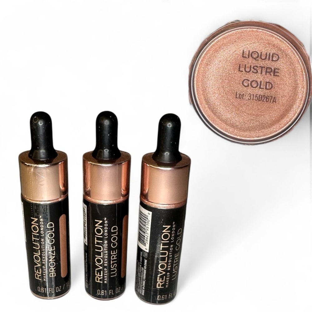 ✨ Makeup Revolution Liquid Highlighter Trio – Bronze & Lustre Gold ✨